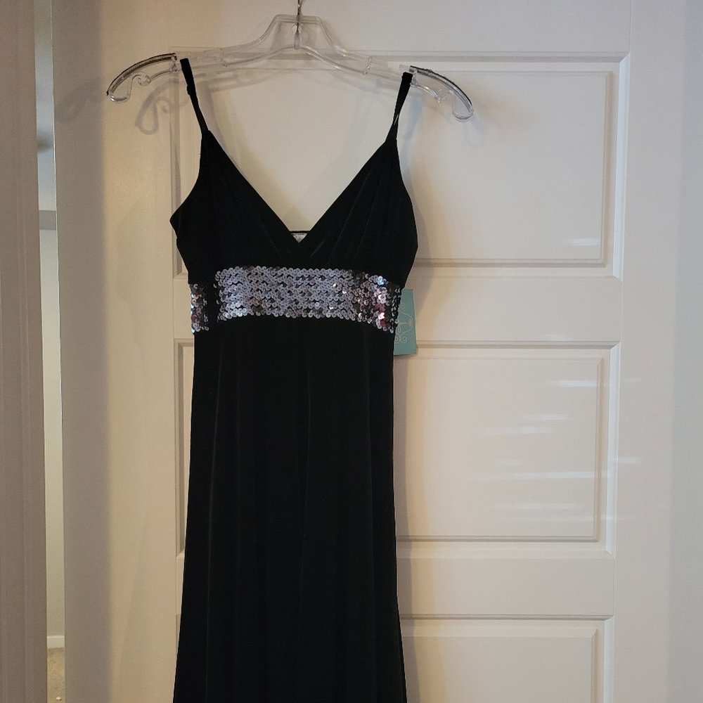 Aqua Black Velvet Dress with Sequins - NWT
